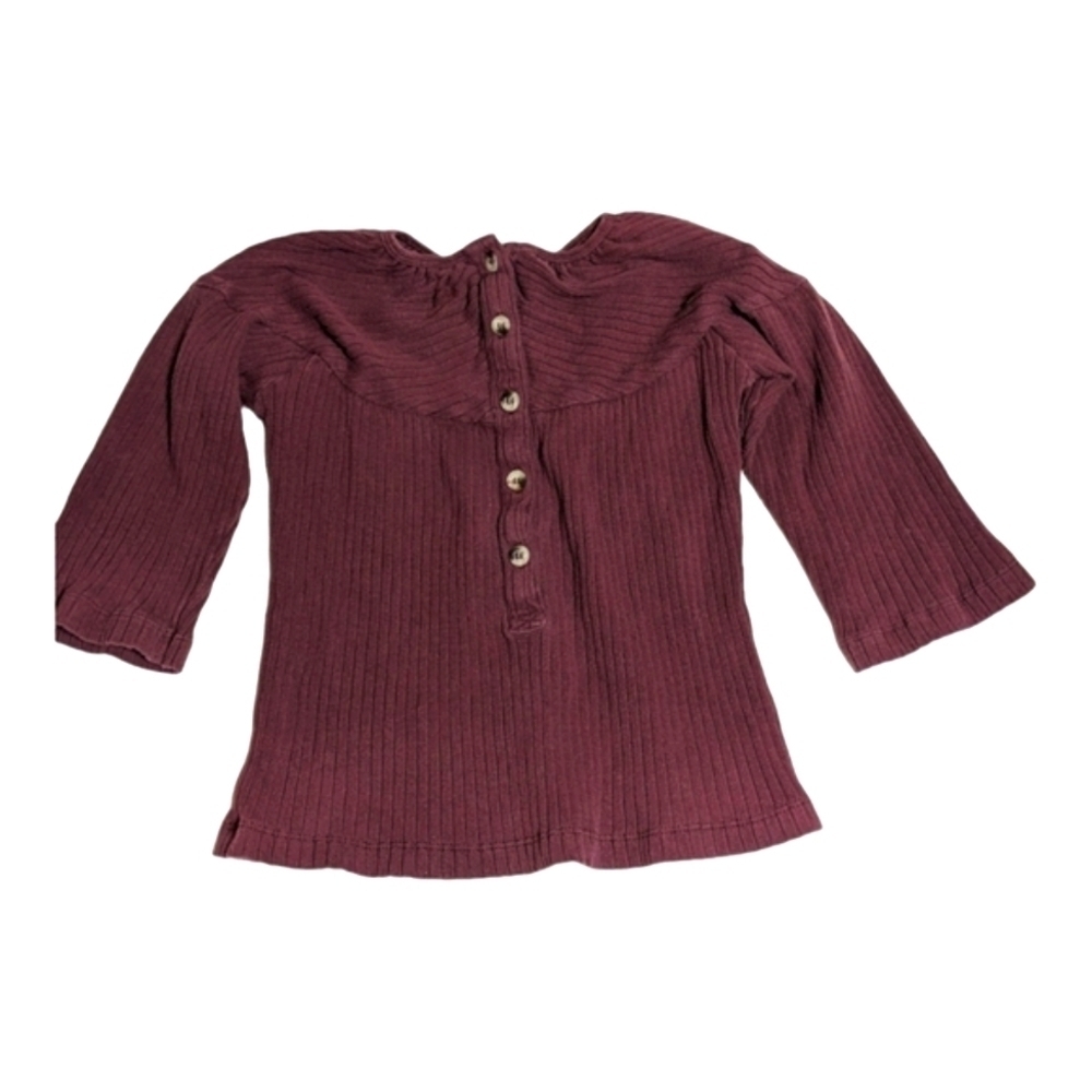 Kate Quinn Organic Tunic Top Maroon Ribbed Toddler Girls Size 3T